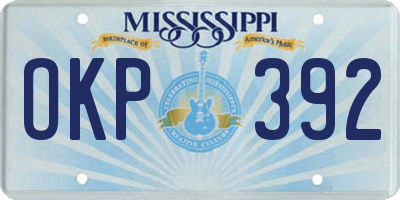 MS license plate OKP392