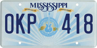 MS license plate OKP418