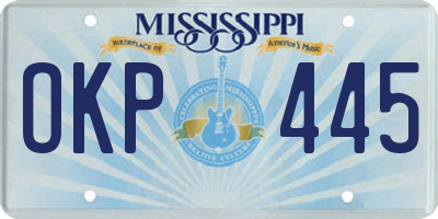 MS license plate OKP445