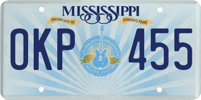 MS license plate OKP455
