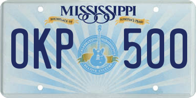 MS license plate OKP500