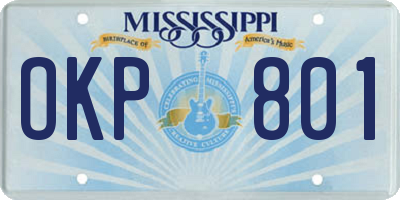 MS license plate OKP801