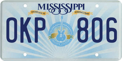 MS license plate OKP806