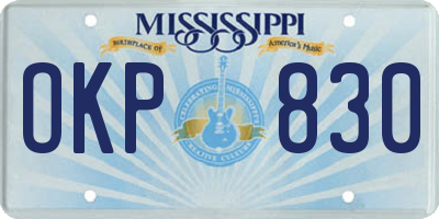 MS license plate OKP830