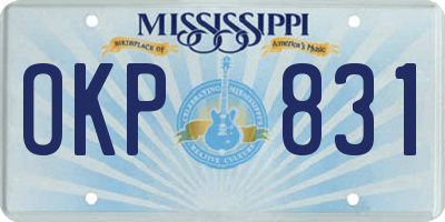 MS license plate OKP831