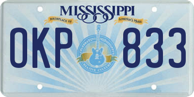 MS license plate OKP833