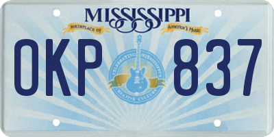 MS license plate OKP837