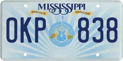 MS license plate OKP838
