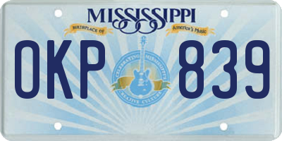 MS license plate OKP839