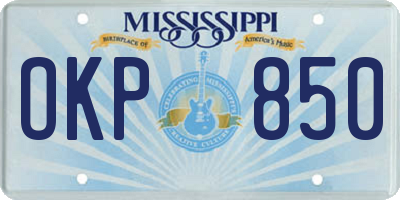 MS license plate OKP850