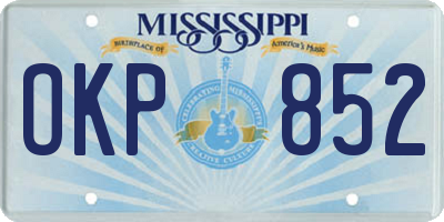 MS license plate OKP852
