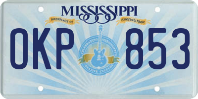 MS license plate OKP853