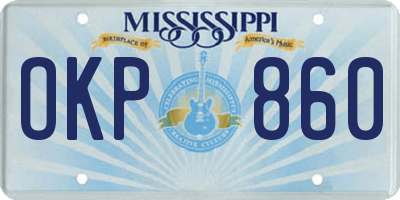 MS license plate OKP860