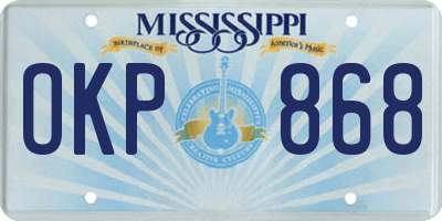 MS license plate OKP868