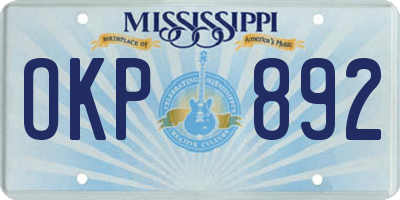 MS license plate OKP892