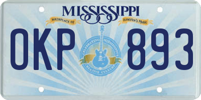 MS license plate OKP893