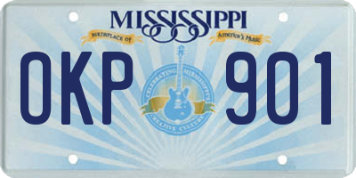 MS license plate OKP901