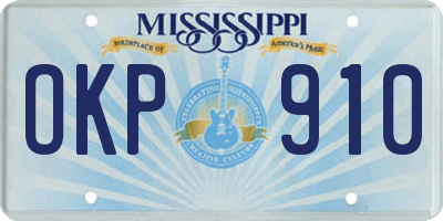 MS license plate OKP910