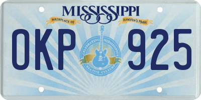 MS license plate OKP925