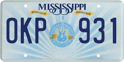 MS license plate OKP931