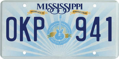MS license plate OKP941