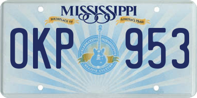 MS license plate OKP953