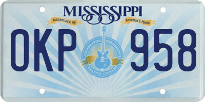 MS license plate OKP958