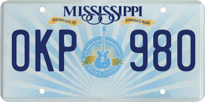MS license plate OKP980
