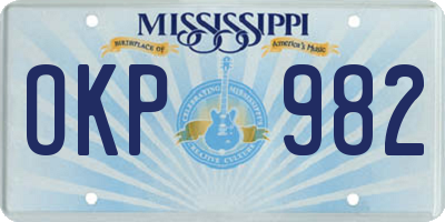 MS license plate OKP982