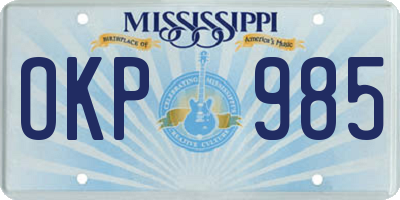 MS license plate OKP985