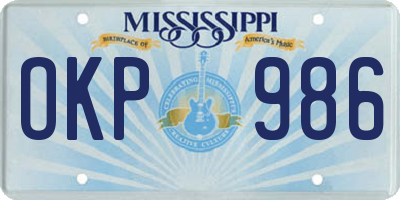 MS license plate OKP986