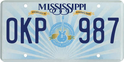 MS license plate OKP987