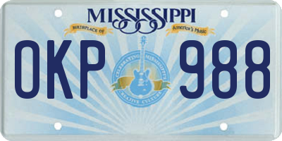 MS license plate OKP988