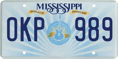 MS license plate OKP989