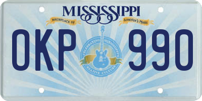 MS license plate OKP990