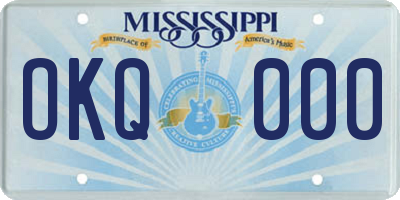MS license plate OKQ000