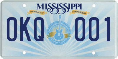MS license plate OKQ001