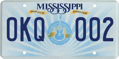 MS license plate OKQ002