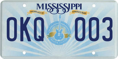 MS license plate OKQ003