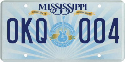 MS license plate OKQ004