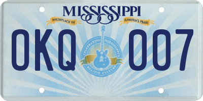 MS license plate OKQ007
