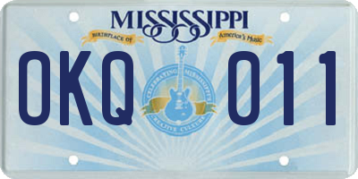 MS license plate OKQ011