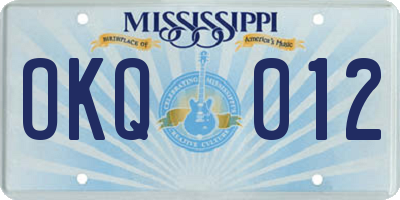 MS license plate OKQ012