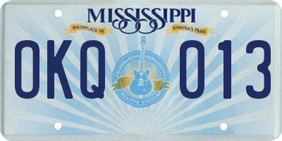 MS license plate OKQ013