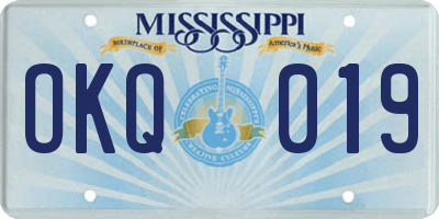 MS license plate OKQ019