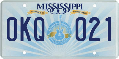 MS license plate OKQ021
