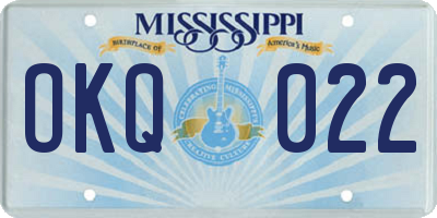 MS license plate OKQ022