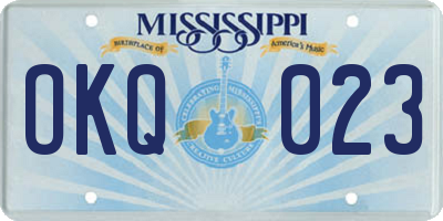 MS license plate OKQ023