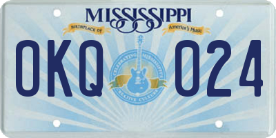 MS license plate OKQ024