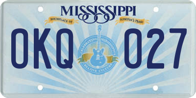 MS license plate OKQ027